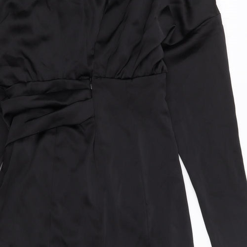 ASOS Womens Black Polyester Bodycon Size 10 One Shoulder Zip