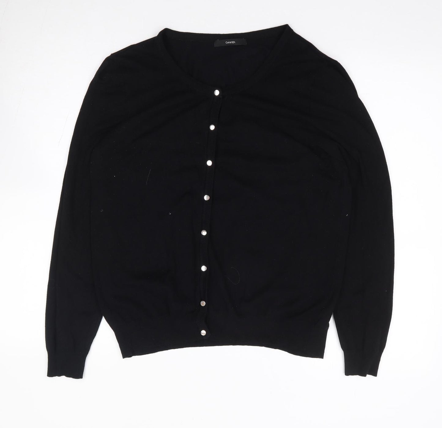 George Womens Black Round Neck Viscose Cardigan Jumper Size 16