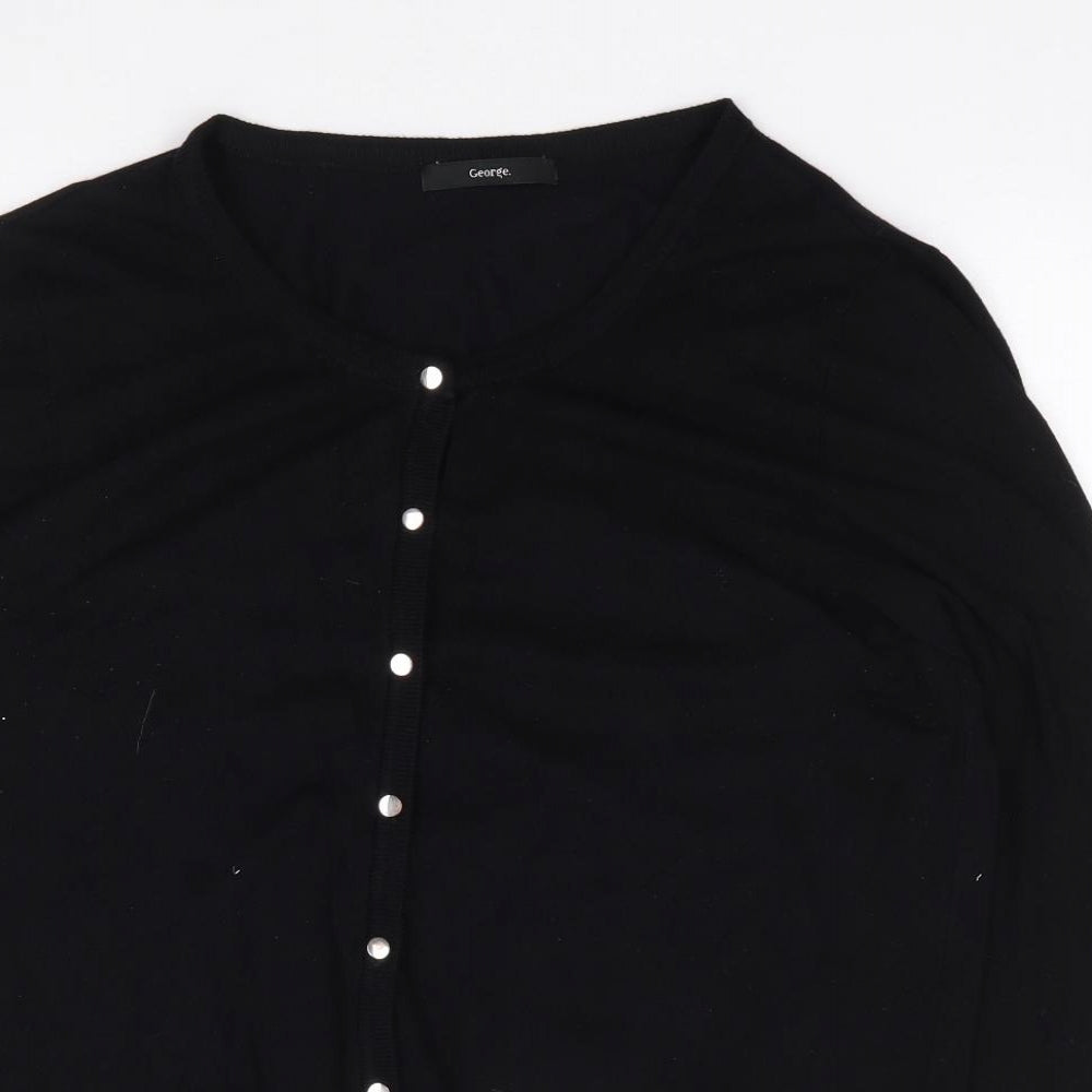 George Womens Black Round Neck Viscose Cardigan Jumper Size 16
