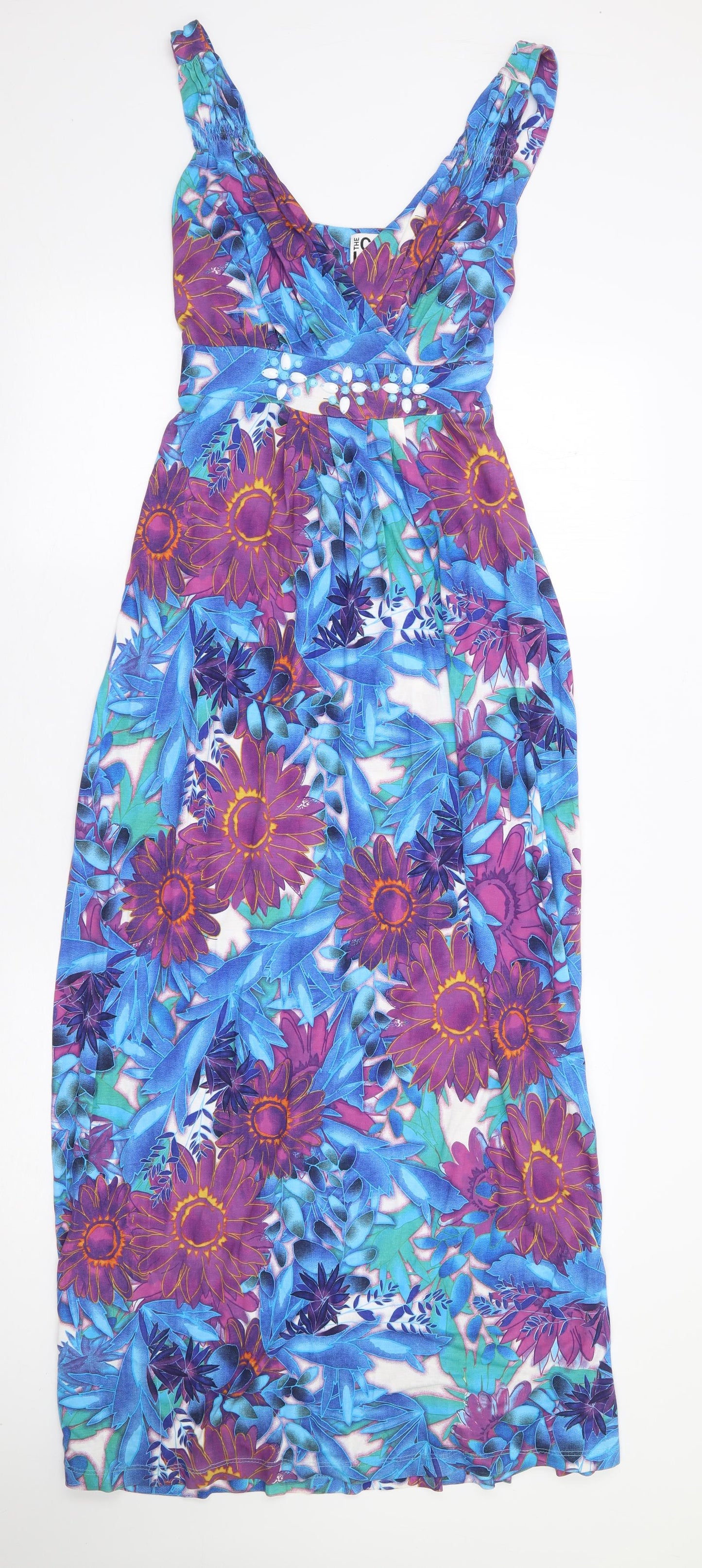 Debenhams Womens Multicoloured Floral Viscose Kaftan Size 10 V-Neck Pullover