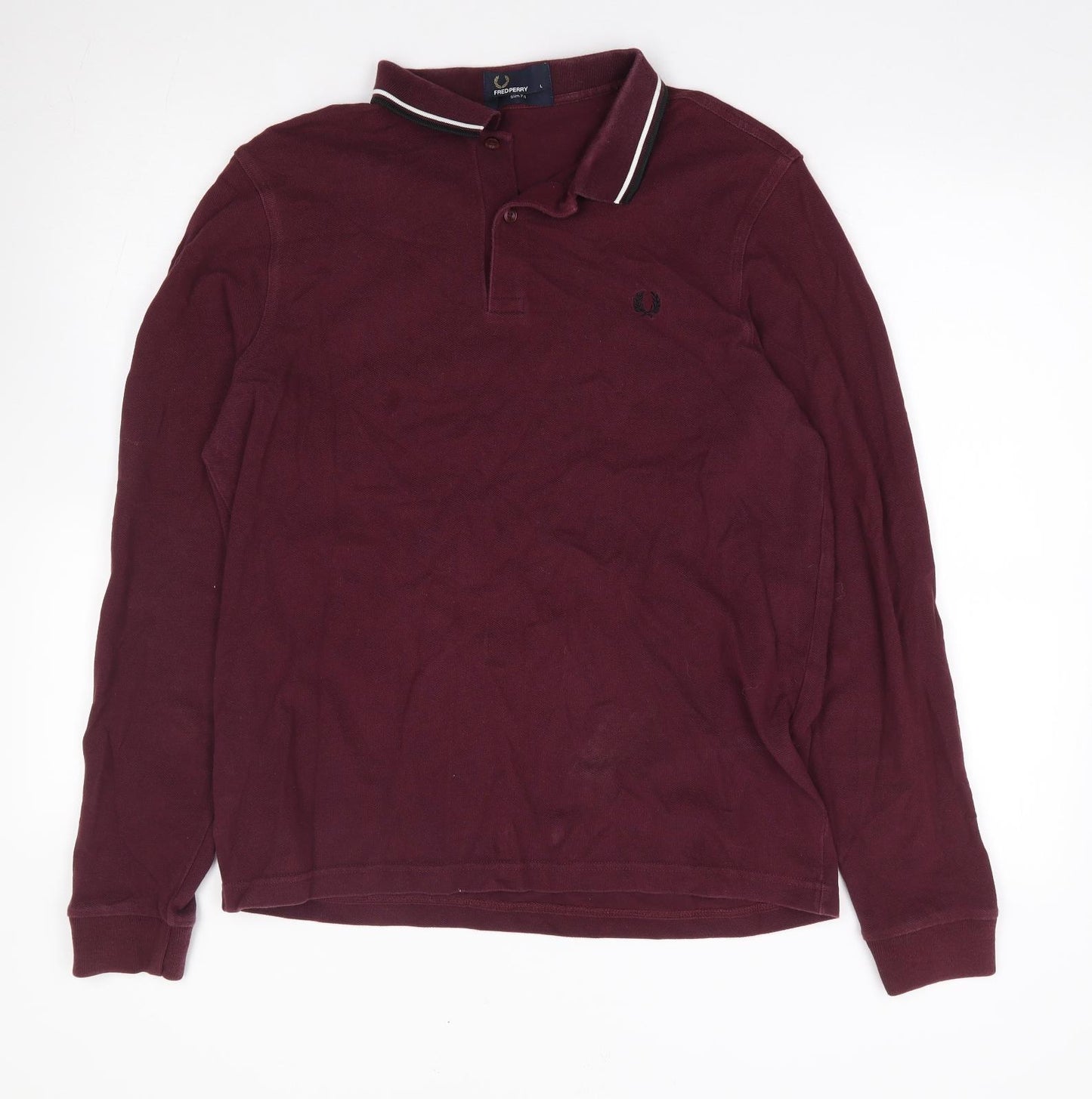 Fred Perry Mens Red Cotton Polo Size L Collared Pullover