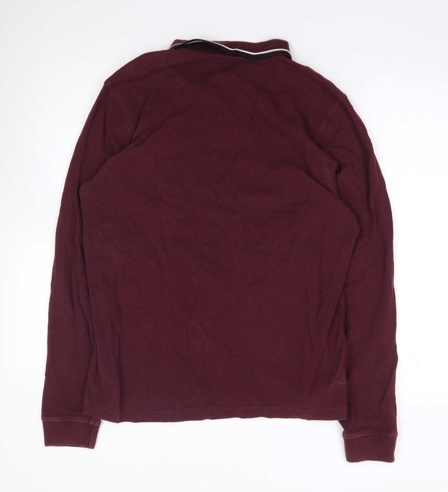 Fred Perry Mens Red Cotton Polo Size L Collared Pullover