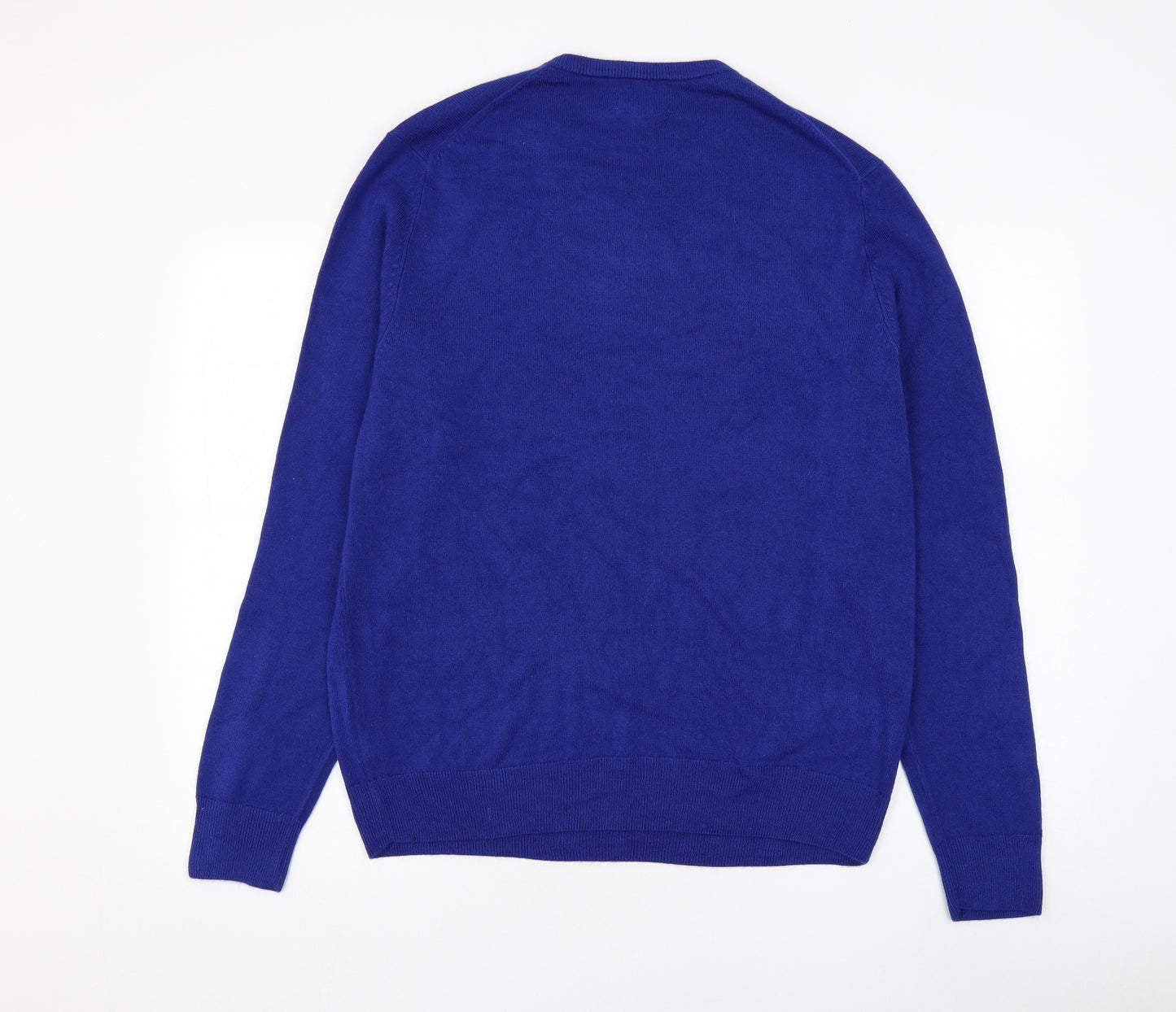 F&F Mens Blue Round Neck Acrylic Pullover Jumper Size L
