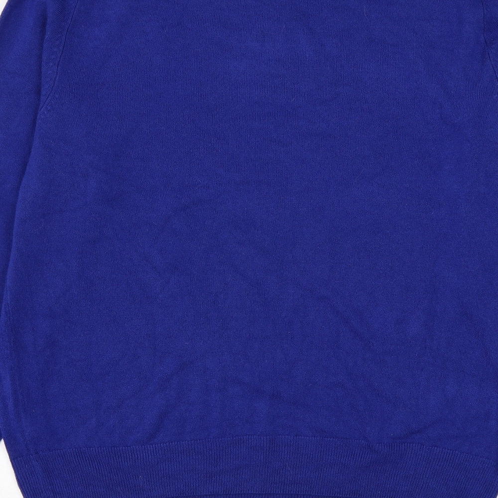 F&F Mens Blue Round Neck Acrylic Pullover Jumper Size L
