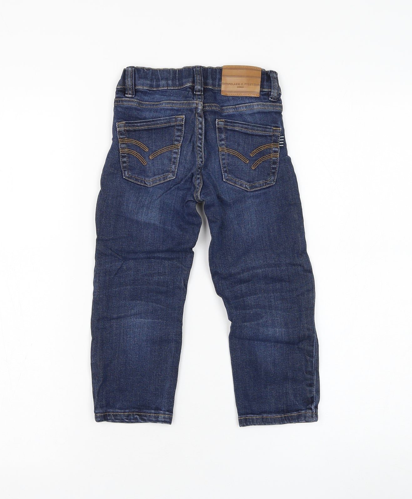 Polarn O. Pyret Girls Blue Polyester Straight Jeans Size 2-3 Years Regular Pullover
