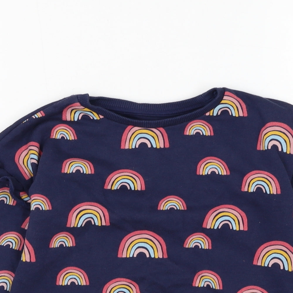 F&F Girls Blue Cotton Pullover Sweatshirt Size 4-5 Years Pullover - Rainbow