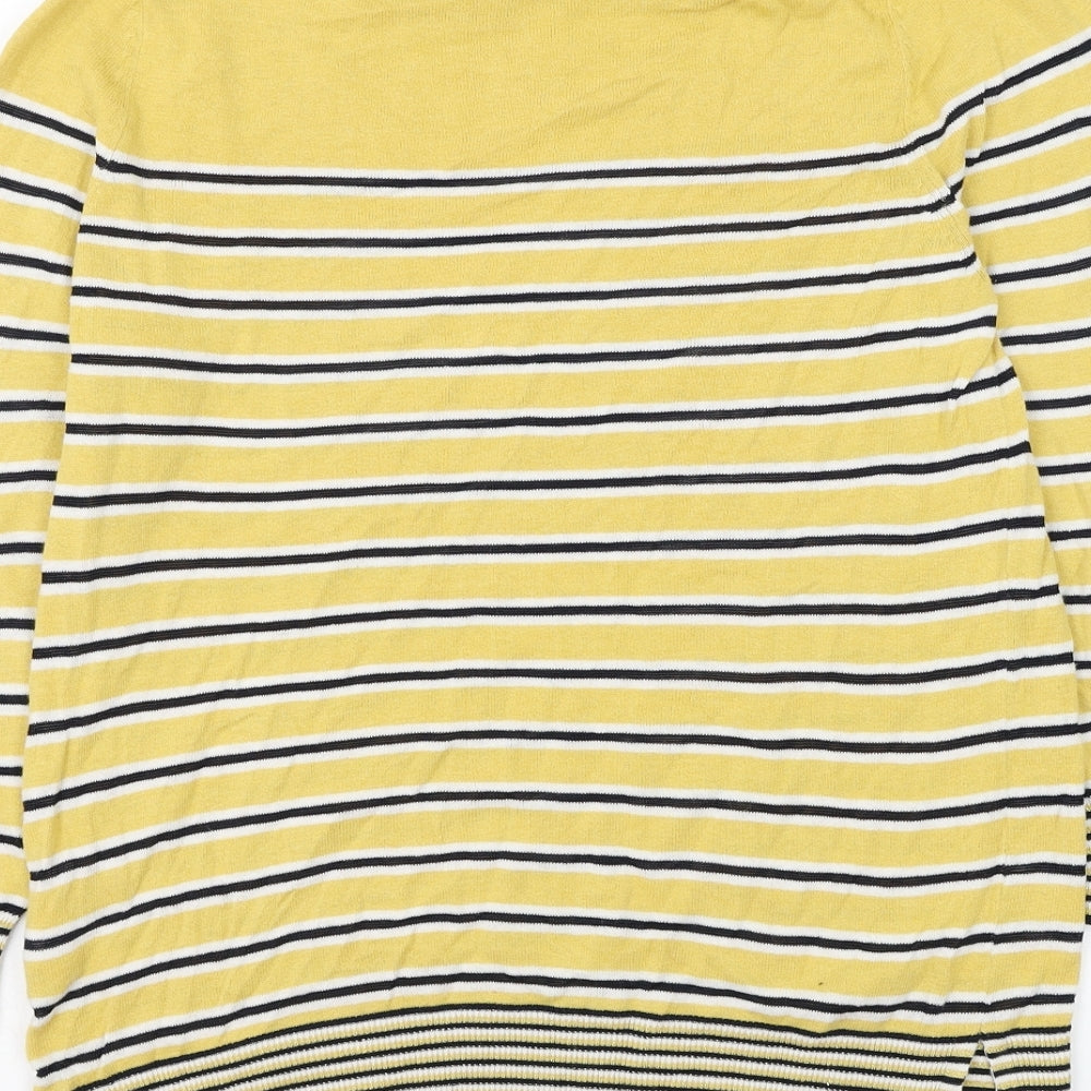 NEXT Womens Yellow Round Neck Striped Cotton Pullover Jumper Size 12
