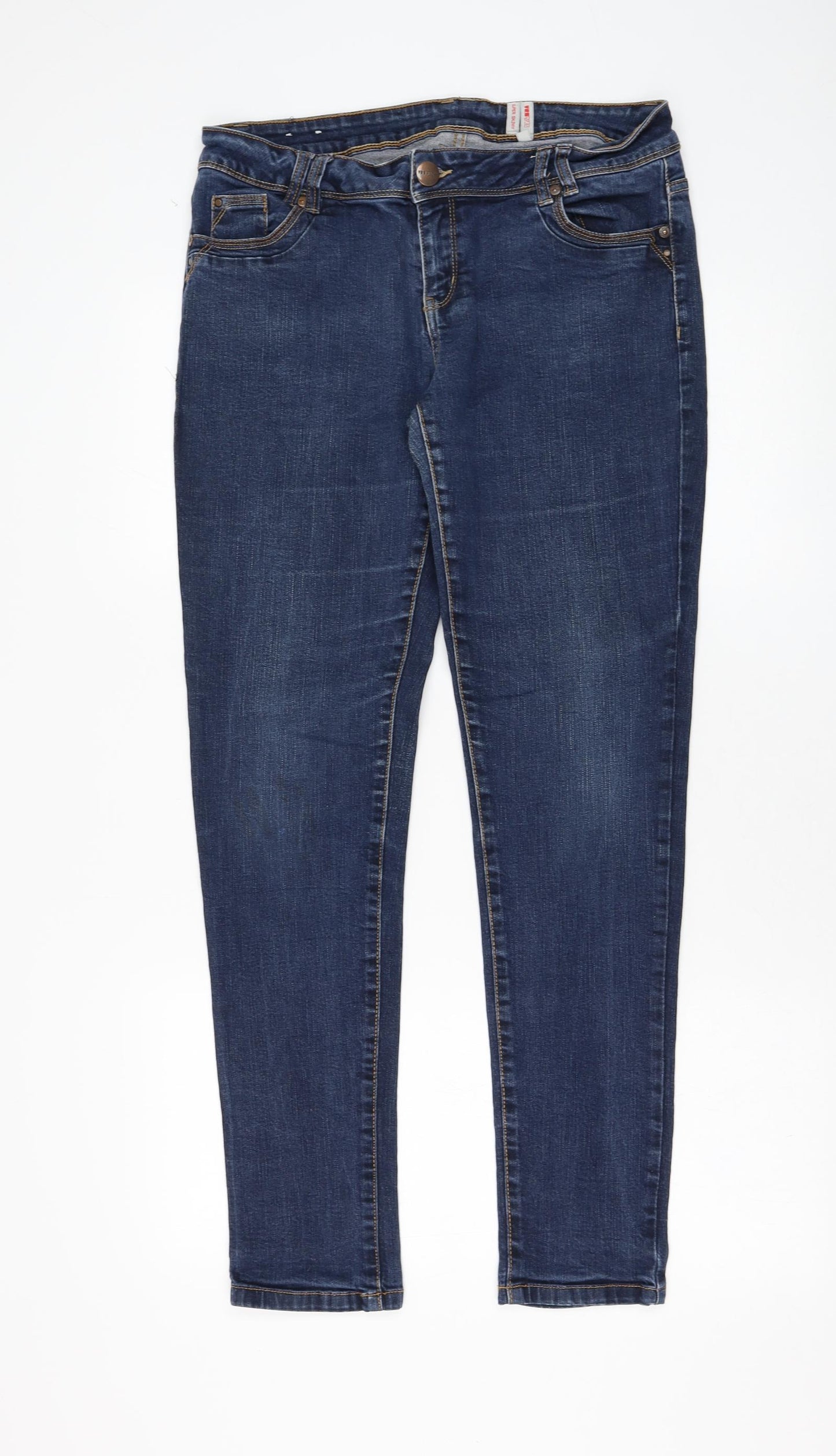 YesYes Womens Blue Cotton Skinny Jeans Size 14 L30 in Regular Zip