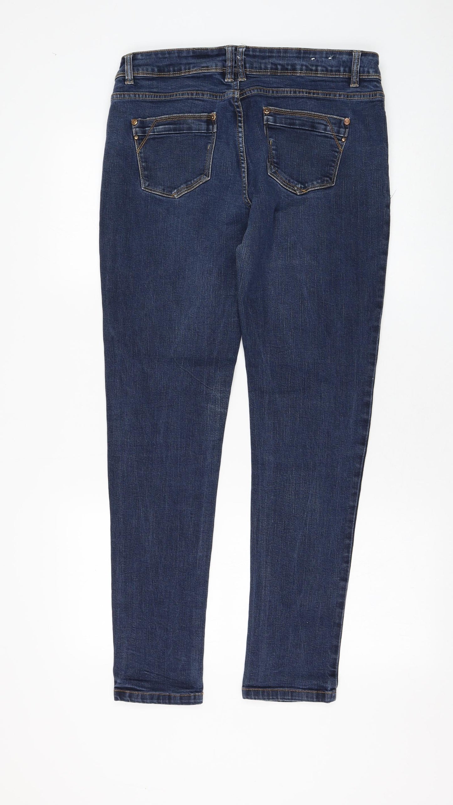 YesYes Womens Blue Cotton Skinny Jeans Size 14 L30 in Regular Zip