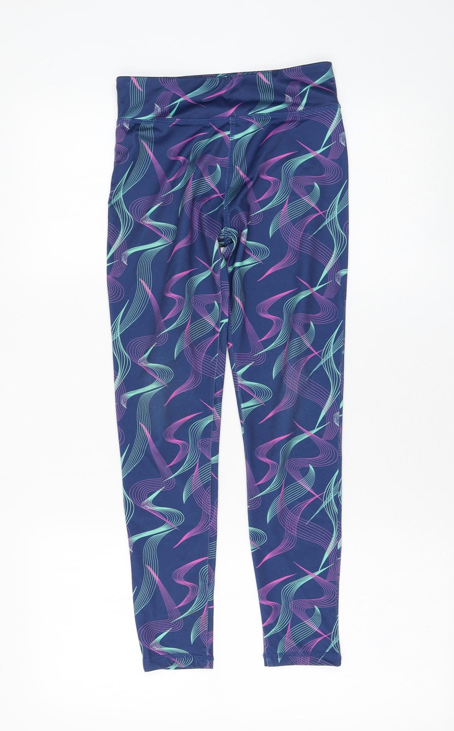 Dunnes Stores Girls Blue Geometric Polyester Jogger Trousers Size 9-10 Years Regular Pullover - Leggings