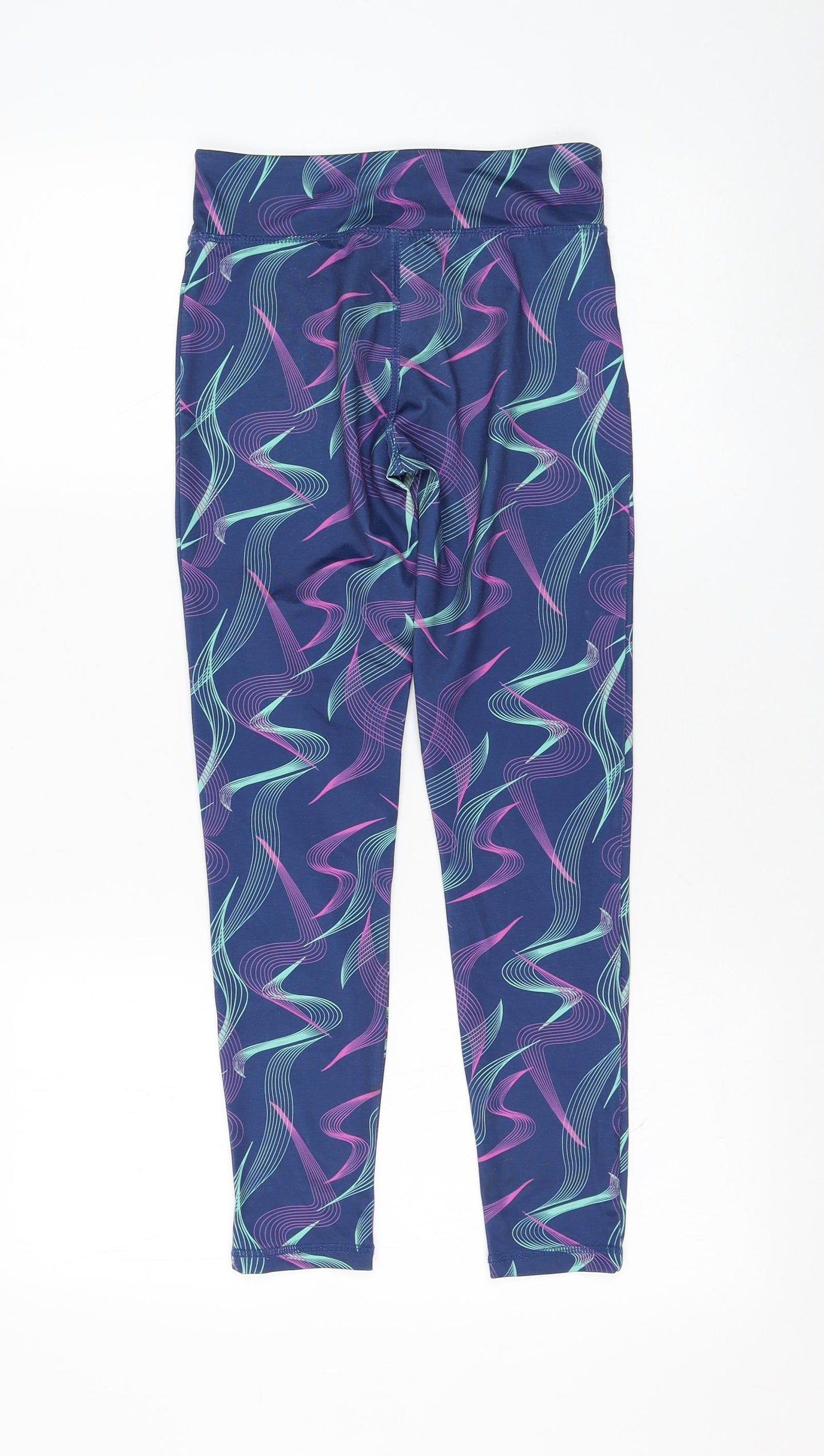 Dunnes Stores Girls Blue Geometric Polyester Jogger Trousers Size 9-10 Years Regular Pullover - Leggings