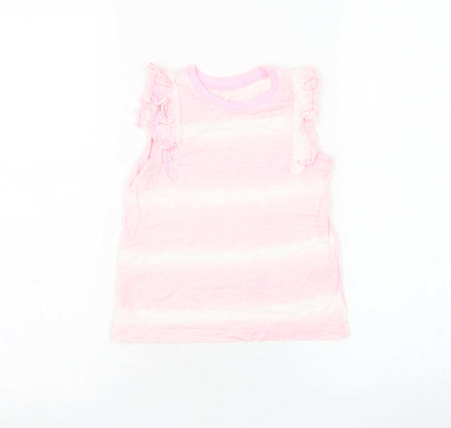 Dunnes Stores Girls Pink Cotton Basic Tank Size 4-5 Years Round Neck Pullover