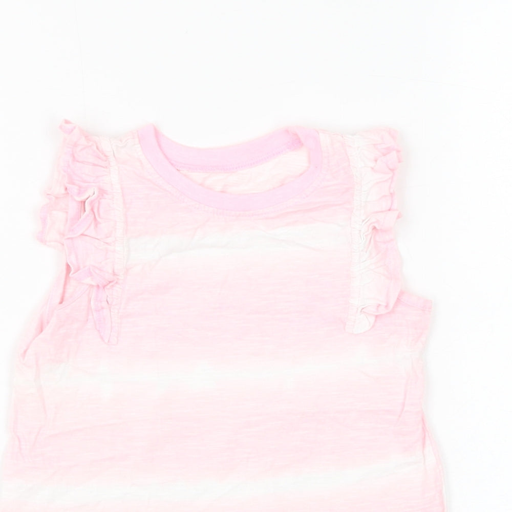 Dunnes Stores Girls Pink Cotton Basic Tank Size 4-5 Years Round Neck Pullover