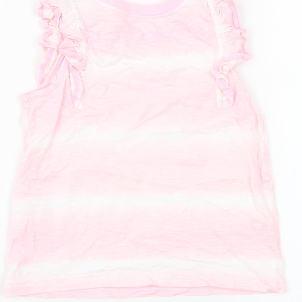 Dunnes Stores Girls Pink Cotton Basic Tank Size 4-5 Years Round Neck Pullover