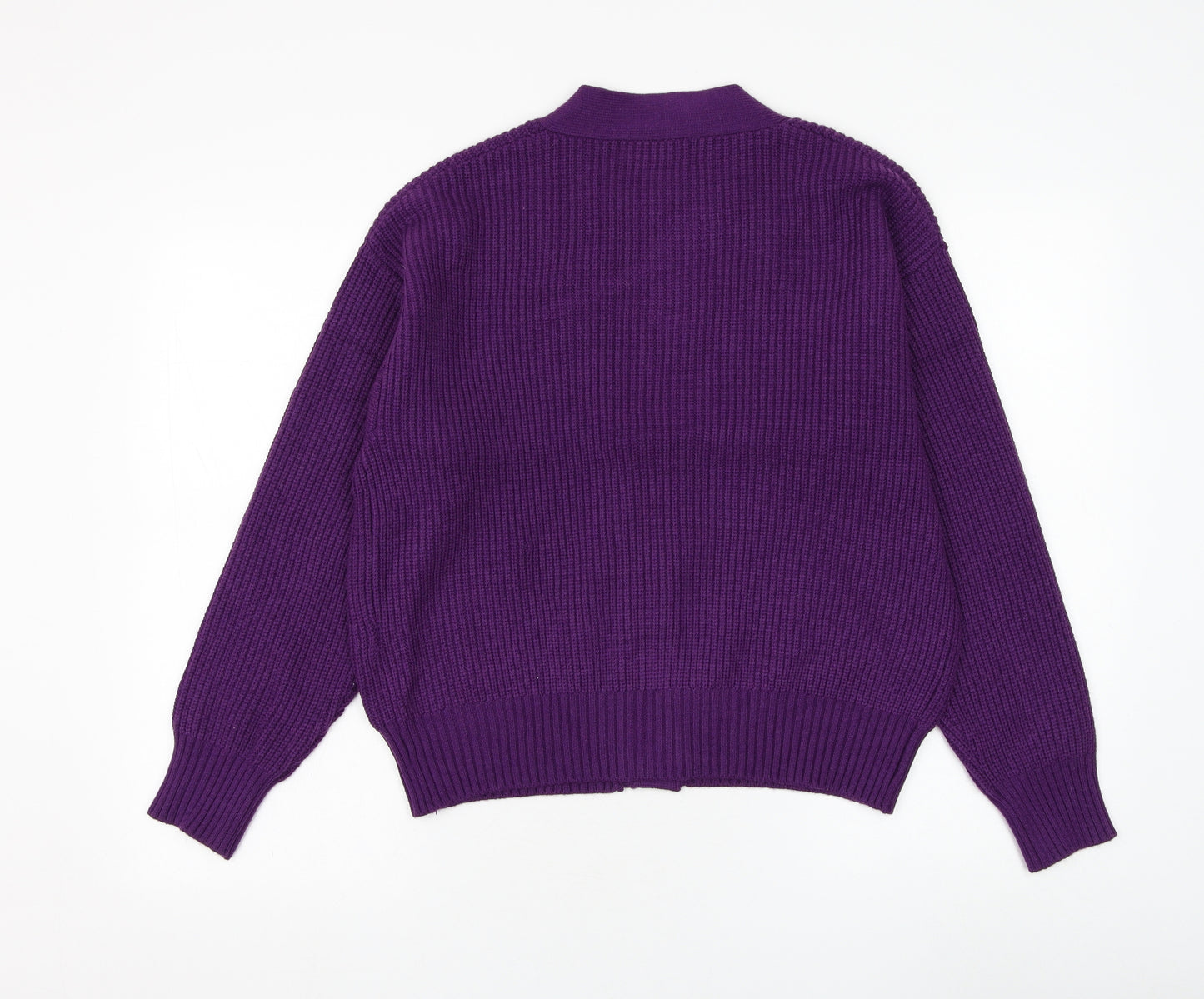 Primark Womens Purple V-Neck Acrylic Cardigan Jumper Size 6