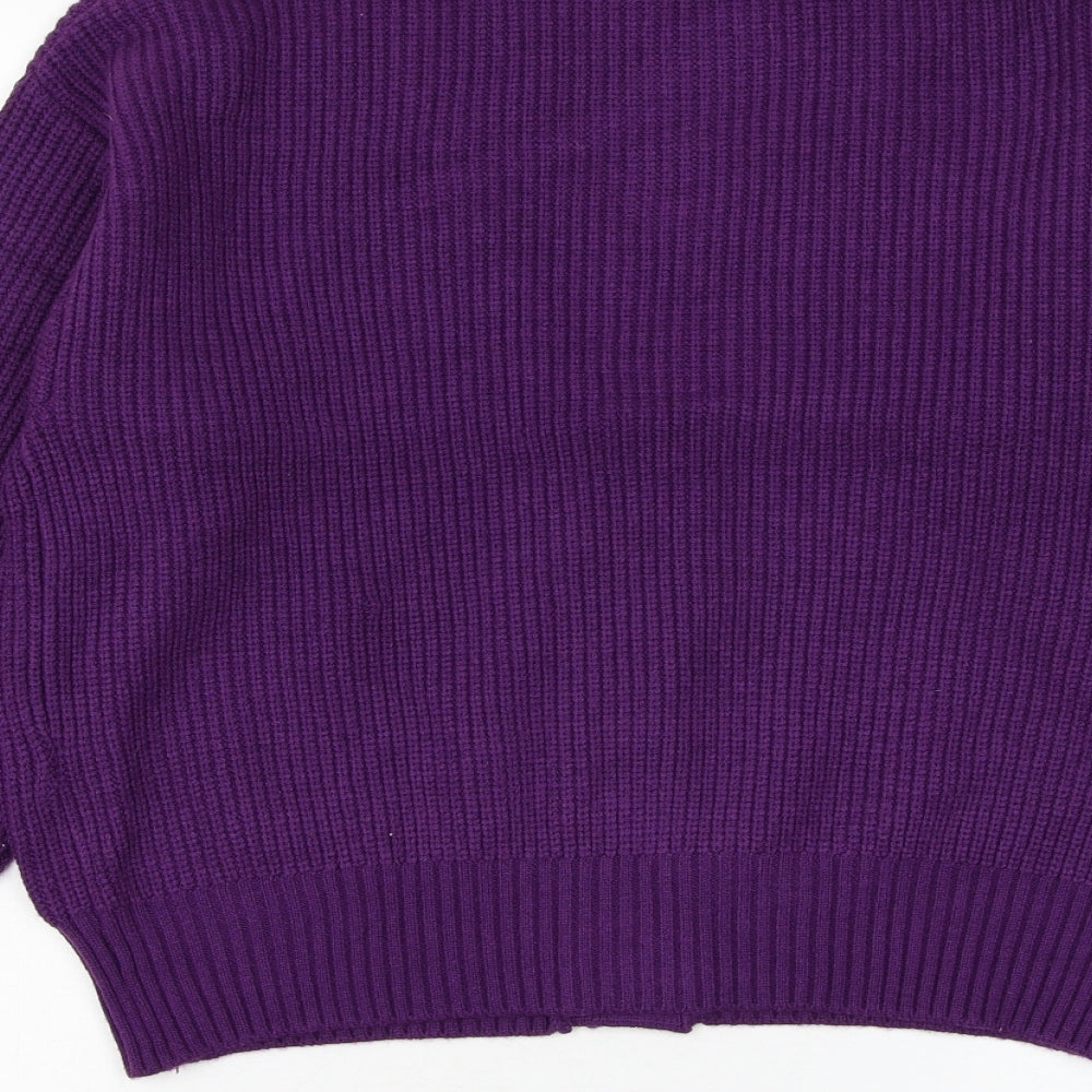 Primark Womens Purple V-Neck Acrylic Cardigan Jumper Size 6