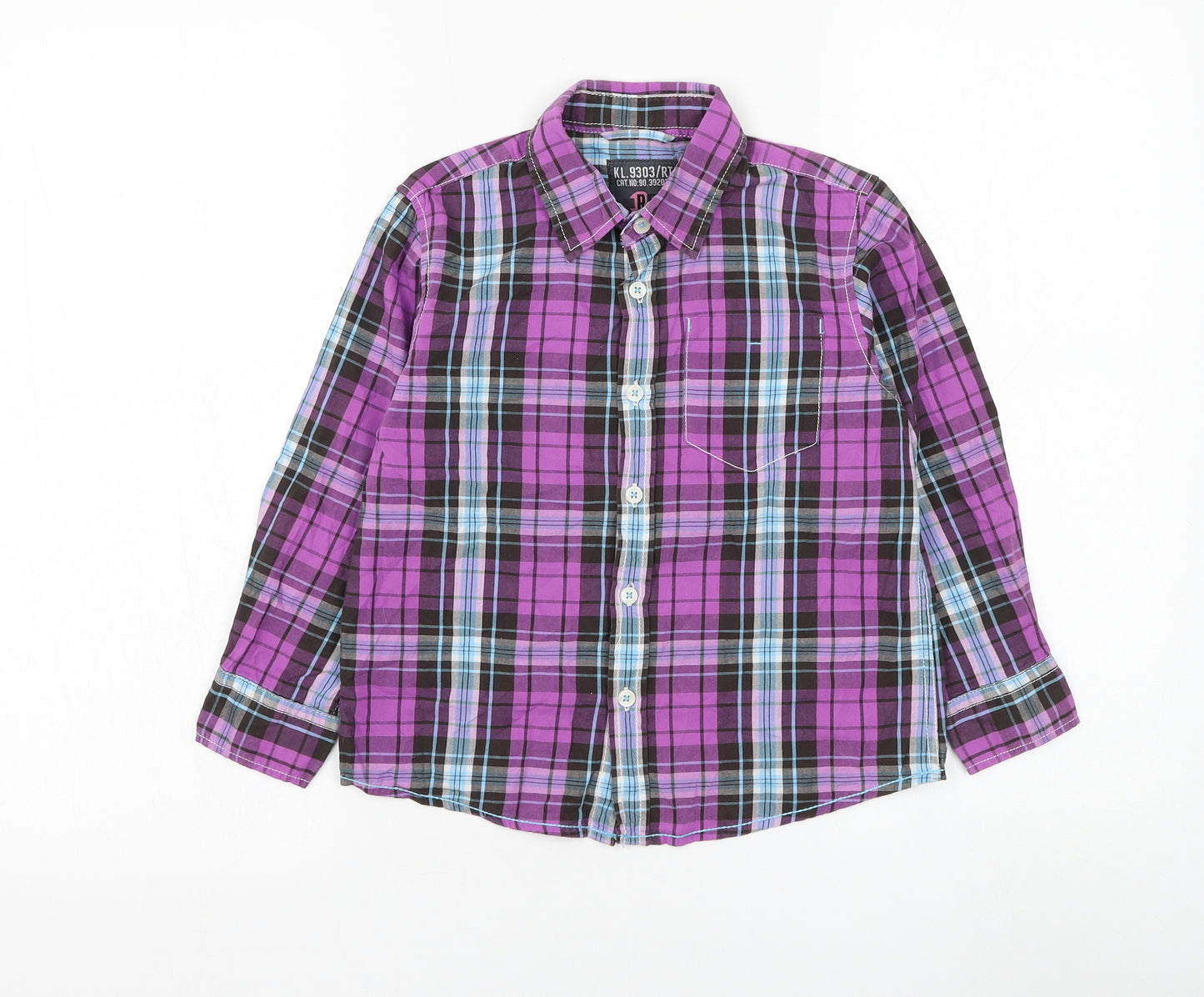 NEXT Boys Purple Plaid Cotton Basic Button-Up Size 6 Years Collared Button