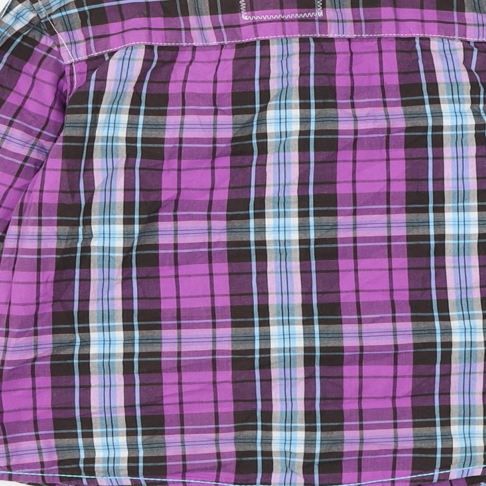NEXT Boys Purple Plaid Cotton Basic Button-Up Size 6 Years Collared Button
