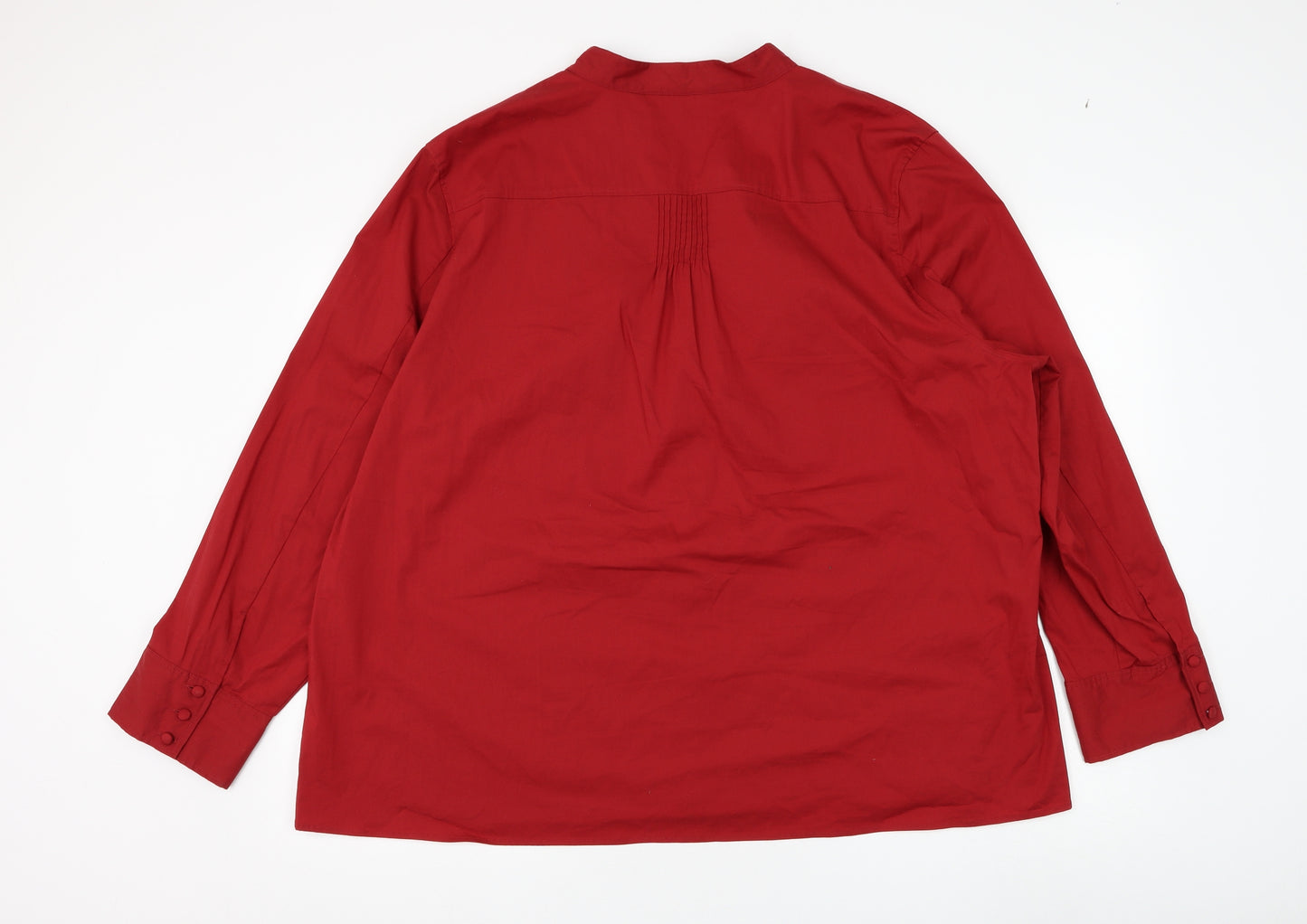 Ann Harvey Womens Red Cotton Basic Button-Up Size 26 V-Neck