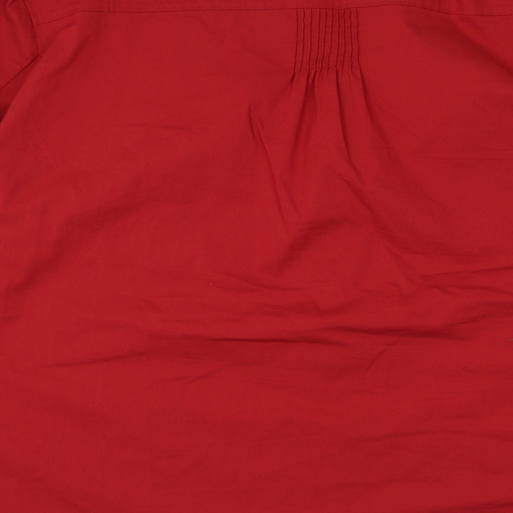 Ann Harvey Womens Red Cotton Basic Button-Up Size 26 V-Neck
