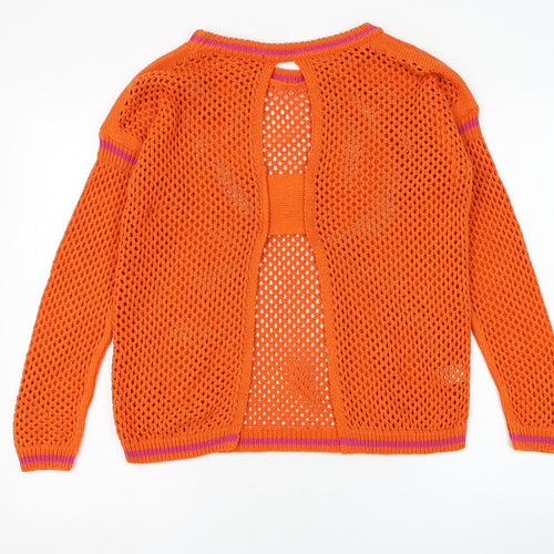 NEXT Womens Orange Round Neck Cotton Pullover Jumper Size S