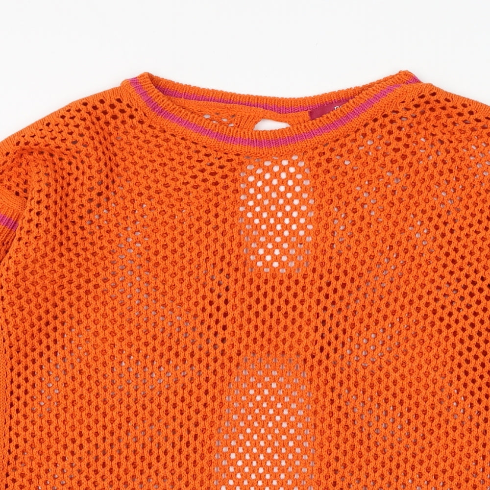 NEXT Womens Orange Round Neck Cotton Pullover Jumper Size S