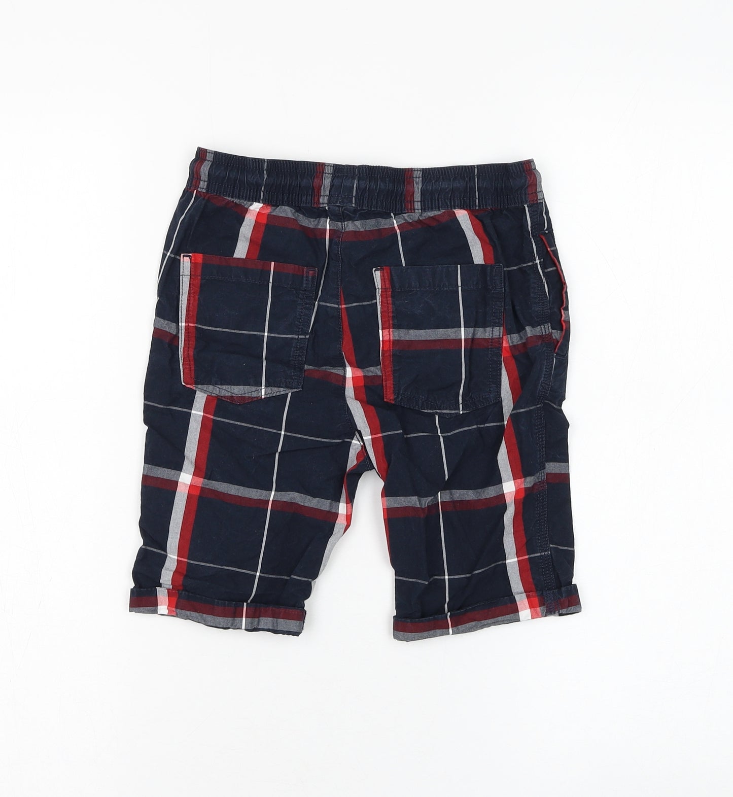 TU Boys Blue Check Cotton Bermuda Shorts Size 8 Years Regular Drawstring