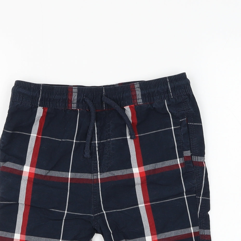 TU Boys Blue Check Cotton Bermuda Shorts Size 8 Years Regular Drawstring