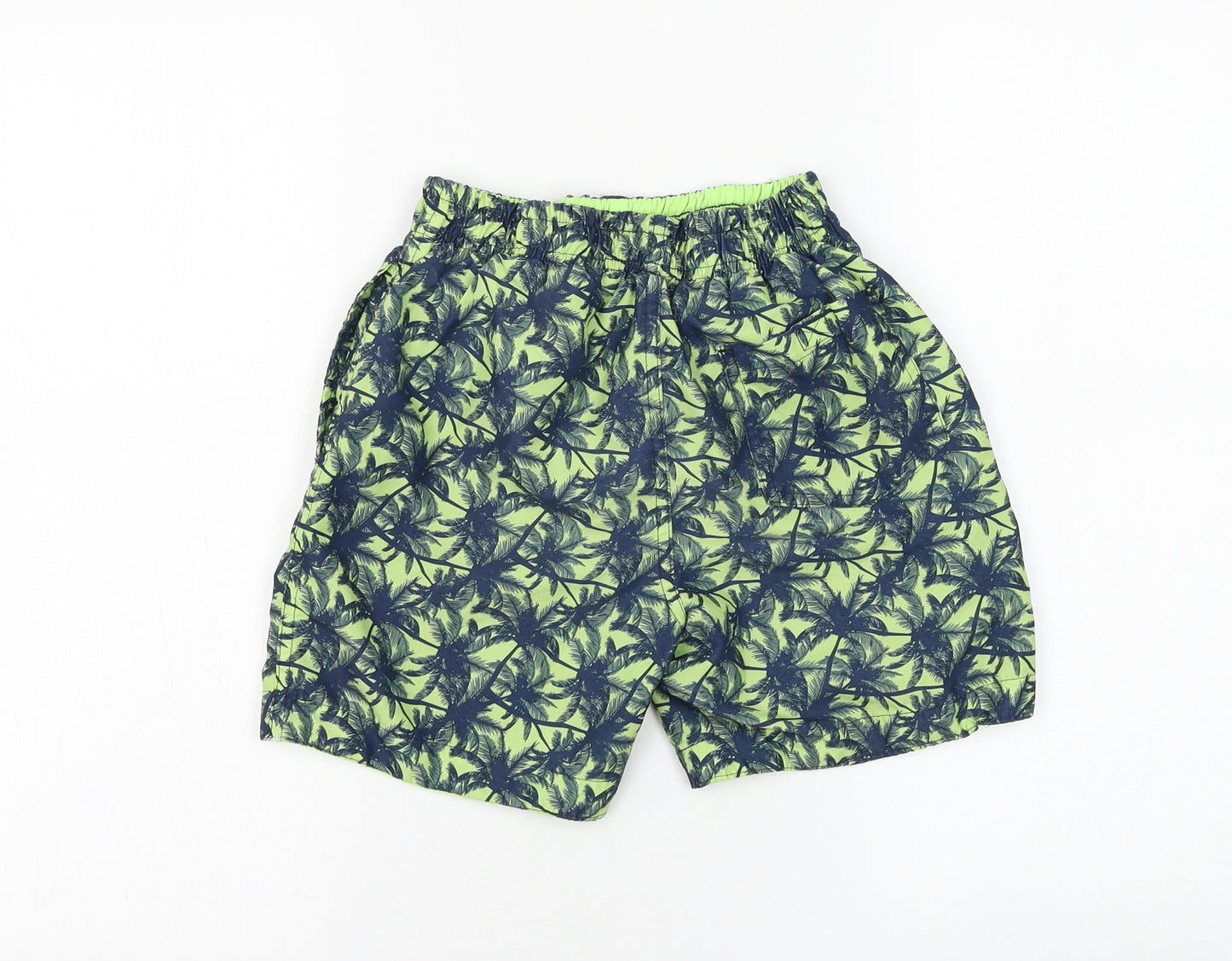 Primark Boys Green Floral Polyester Sweat Shorts Size 10-11 Years Regular Drawstring - Swimwear