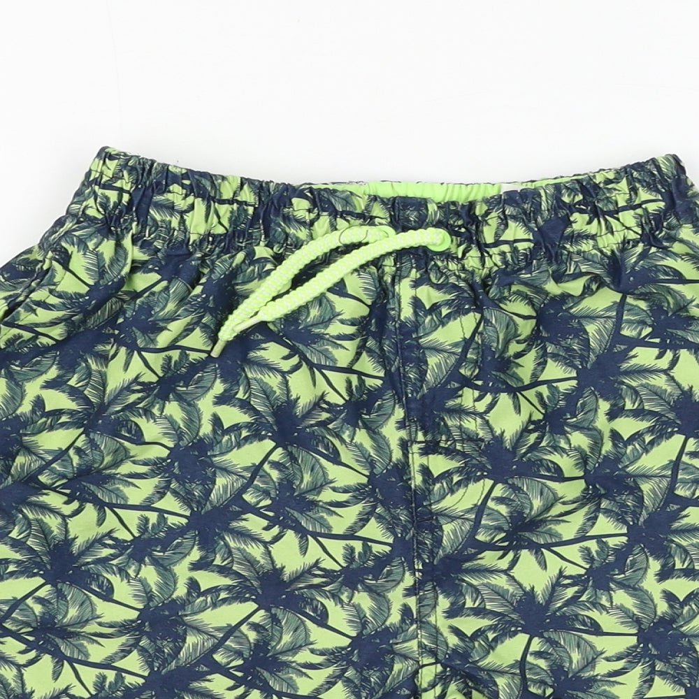 Primark Boys Green Floral Polyester Sweat Shorts Size 10-11 Years Regular Drawstring - Swimwear