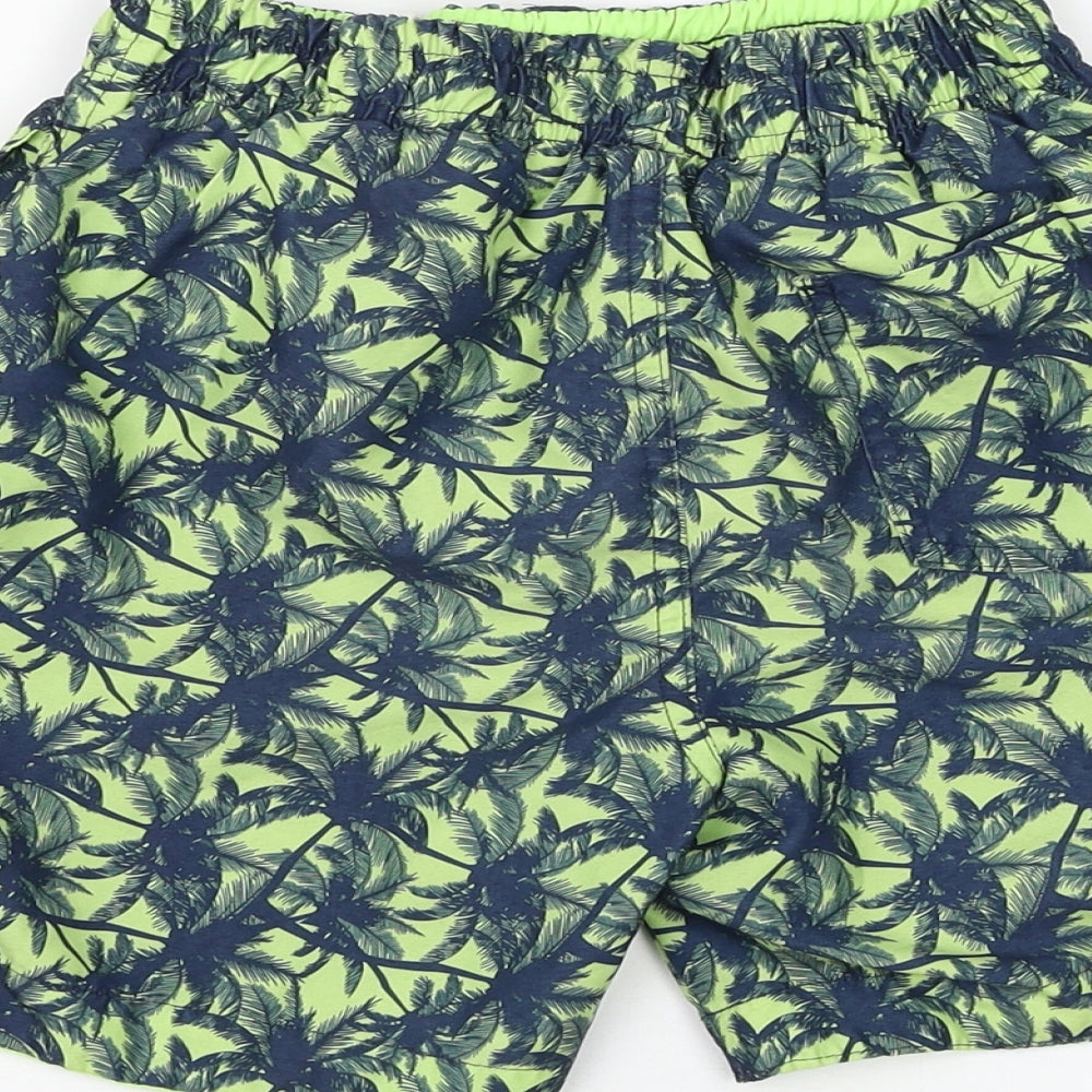 Primark Boys Green Floral Polyester Sweat Shorts Size 10-11 Years Regular Drawstring - Swimwear
