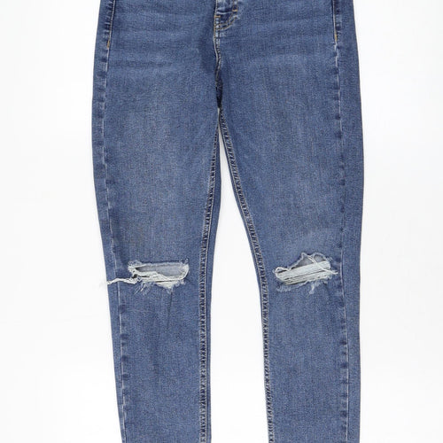 Topshop Womens Blue Cotton Skinny Jeans Size 28 in L30 in Regular Zip