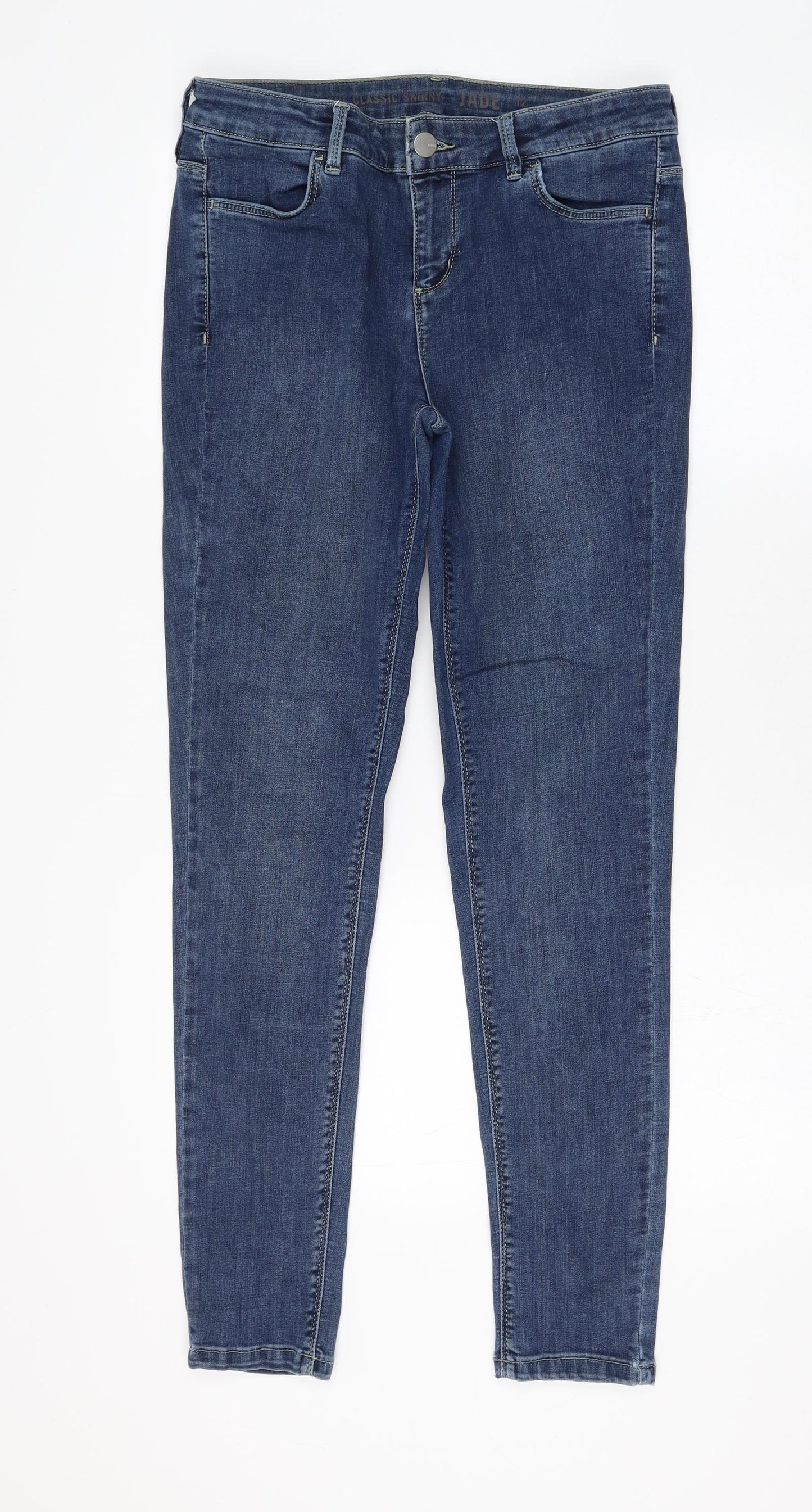 Oasis Womens Blue Cotton Skinny Jeans Size 12 L30 in Regular Zip