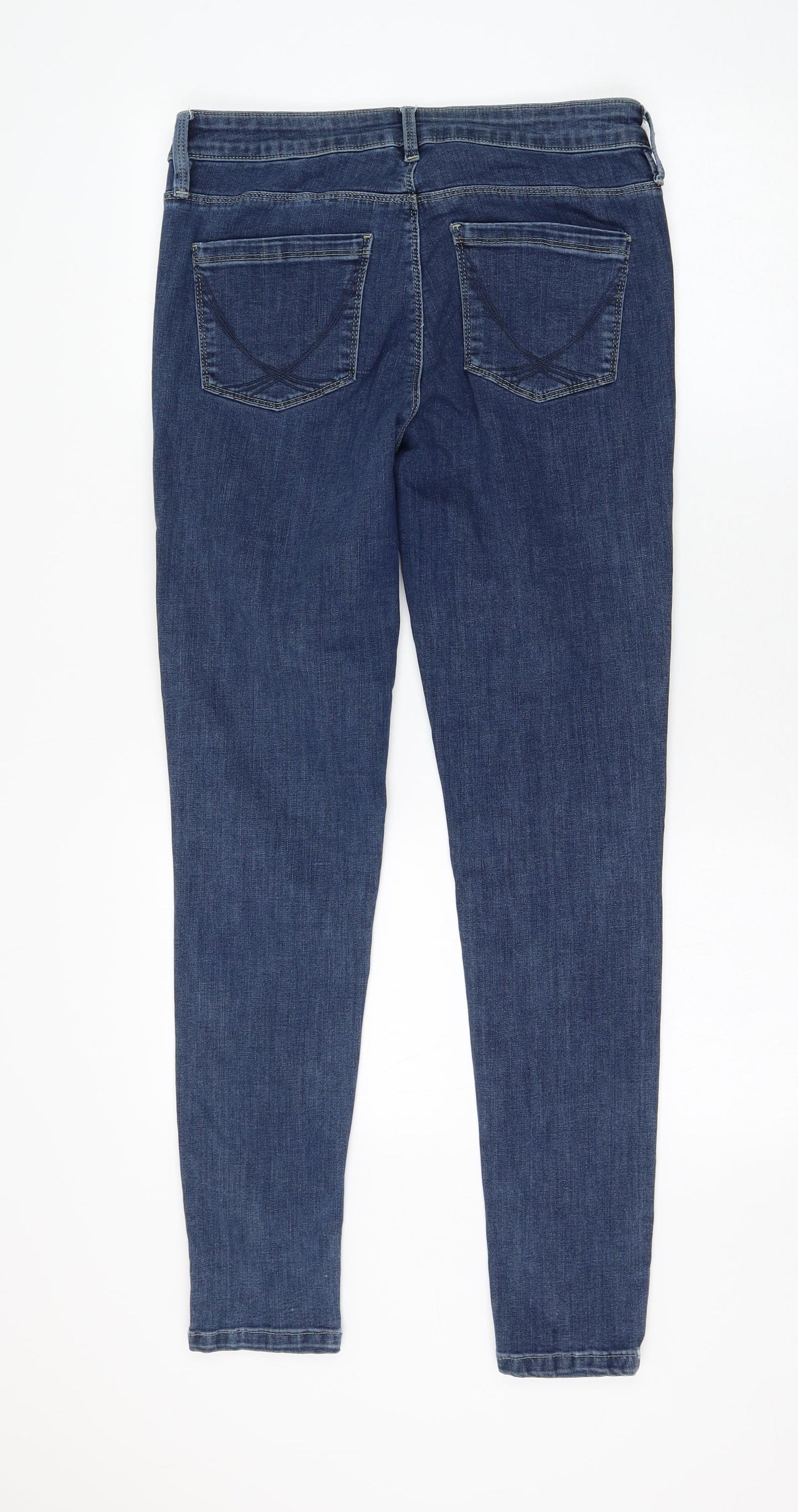 Oasis Womens Blue Cotton Skinny Jeans Size 12 L30 in Regular Zip