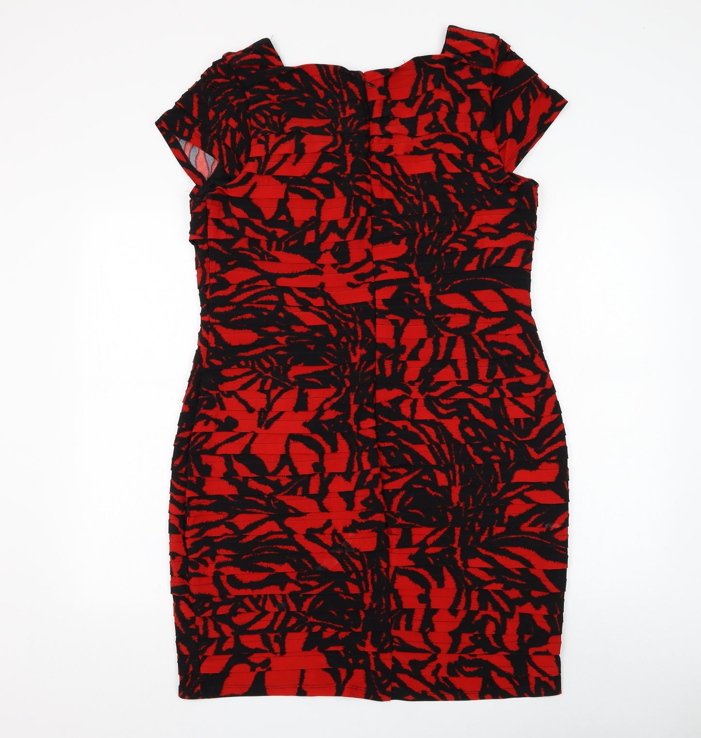 Roman Womens Red Polyester Pencil Dress Size 18 Square Neck Zip