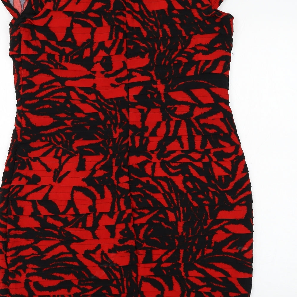 Roman Womens Red Polyester Pencil Dress Size 18 Square Neck Zip