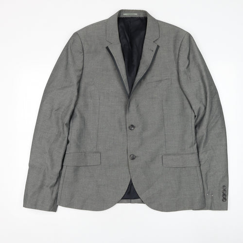 Topman Mens Grey Polyester Jacket Suit Jacket Size 40
