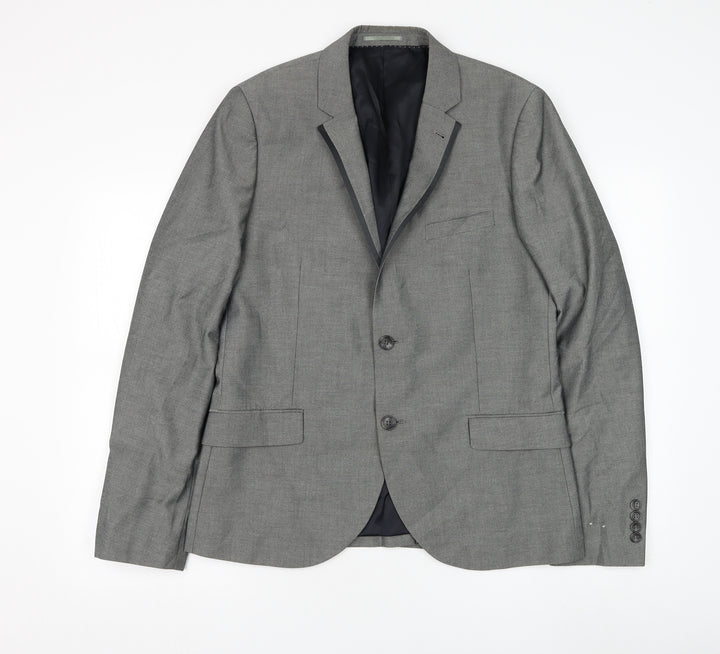 Topman Mens Grey Polyester Jacket Suit Jacket Size 40