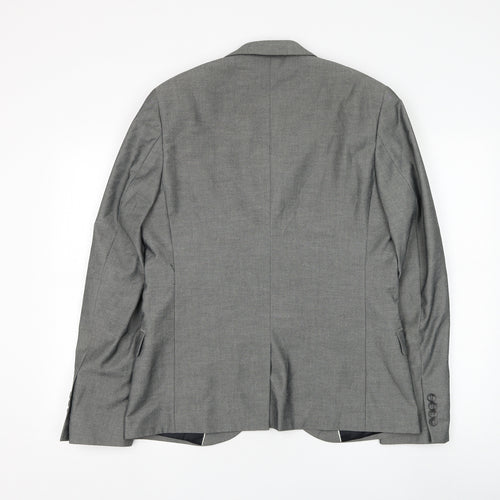 Topman Mens Grey Polyester Jacket Suit Jacket Size 40