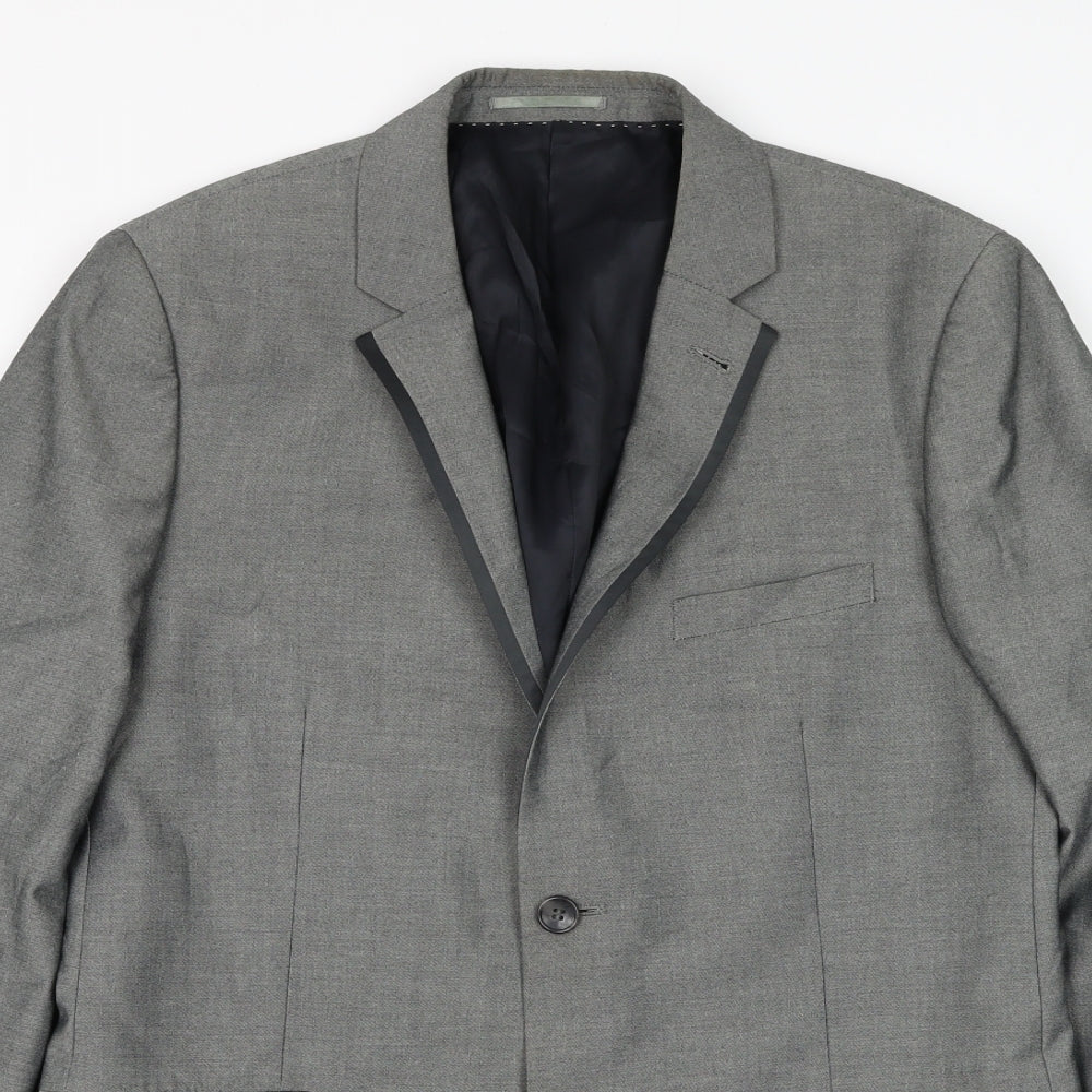 Topman Mens Grey Polyester Jacket Suit Jacket Size 40