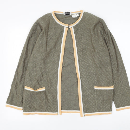 Grazia Womens Green Round Neck Acrylic Cardigan Jumper Size 14