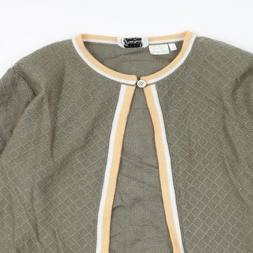 Grazia Womens Green Round Neck Acrylic Cardigan Jumper Size 14