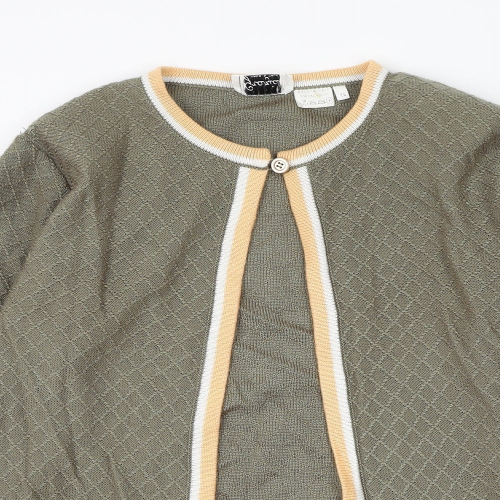 Grazia Womens Green Round Neck Acrylic Cardigan Jumper Size 14