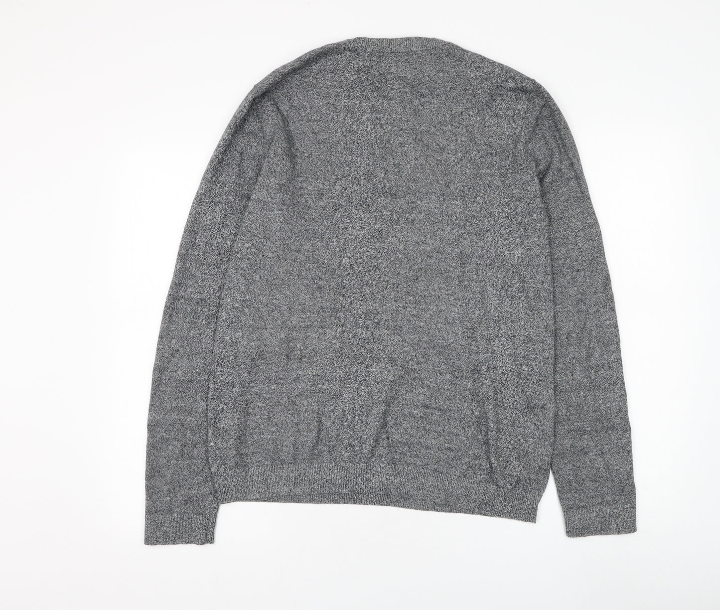 Topman Mens Grey Round Neck Cotton Pullover Jumper Size S