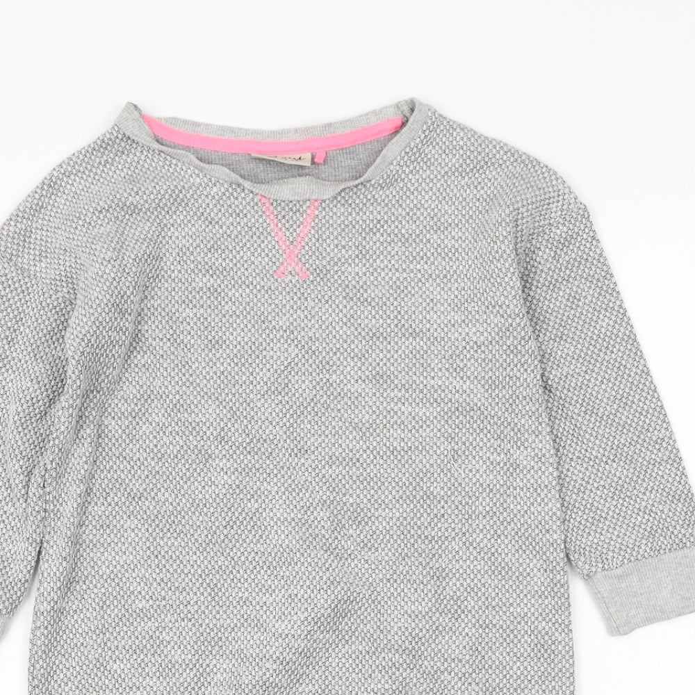 NEXT Girls Grey Round Neck Cotton Pullover Jumper Size 5 Years Pullover