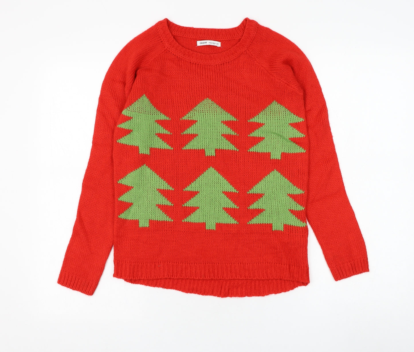 Cropp Womens Red Round Neck Acrylic Pullover Jumper Size XS - Christmas