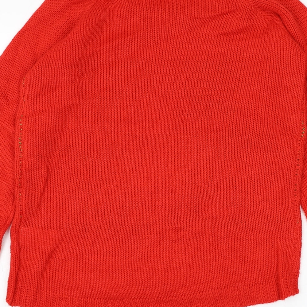 Cropp Womens Red Round Neck Acrylic Pullover Jumper Size XS - Christmas
