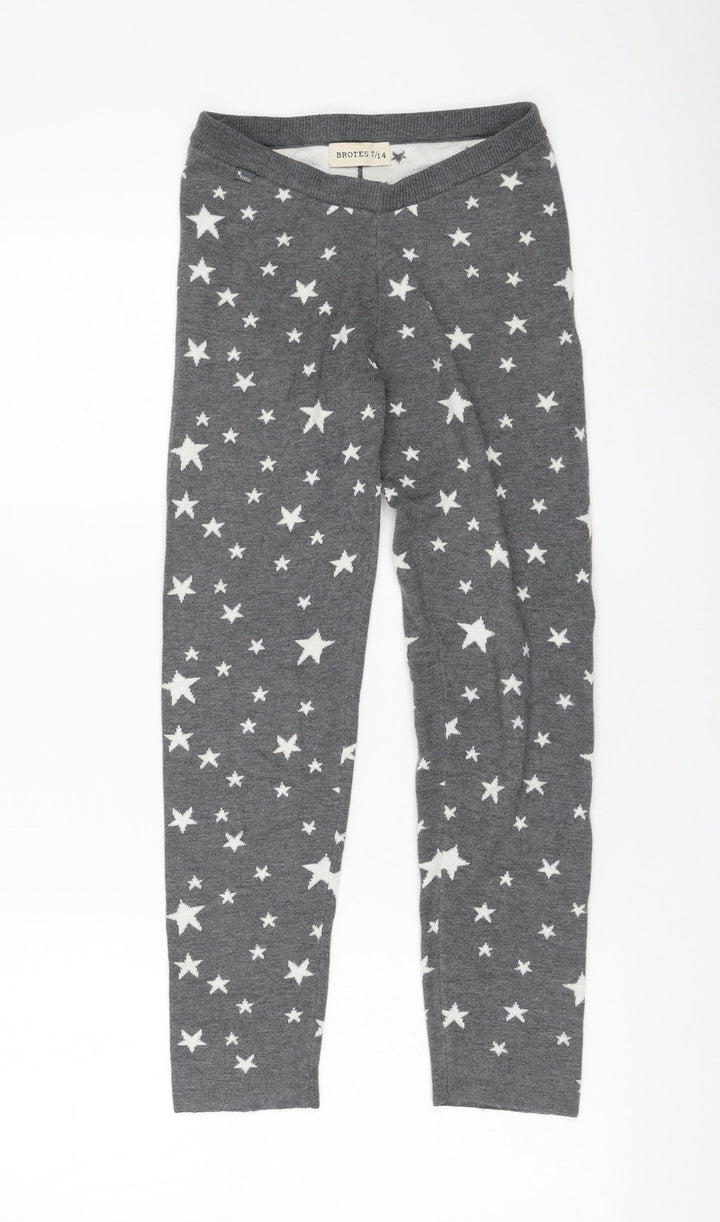 Brotes Girls Grey Polyester Jogger Trousers Size 14 Years Regular Pullover - Star, Leggings