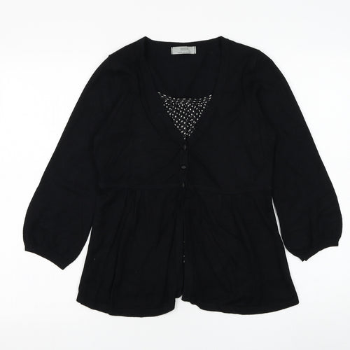 Marks and Spencer Womens Black Round Neck Viscose Cardigan Jumper Size 10
