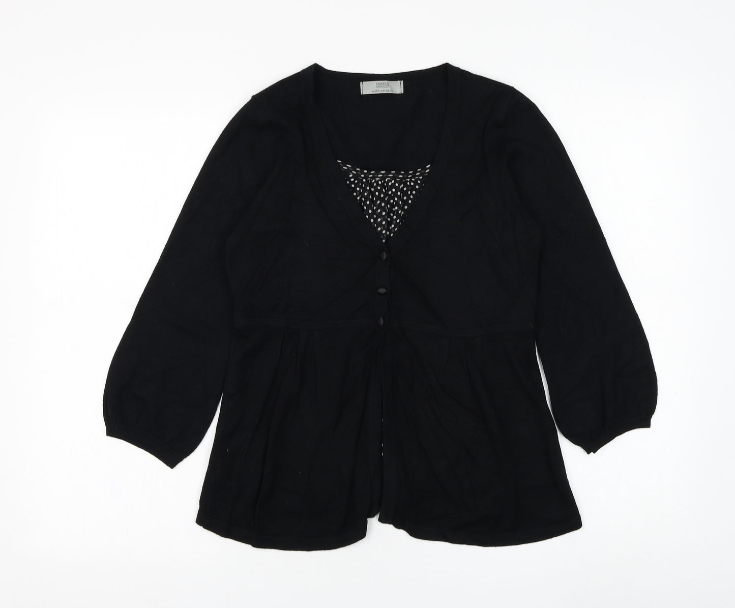 Marks and Spencer Womens Black Round Neck Viscose Cardigan Jumper Size 10